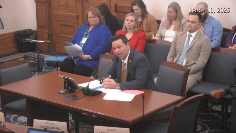 Indiana Lt. Gov. Micah Beckwith asked the Senate Appropriations Committee for an additional $3 million for faith-based initiatives. (Photo/screenshot)