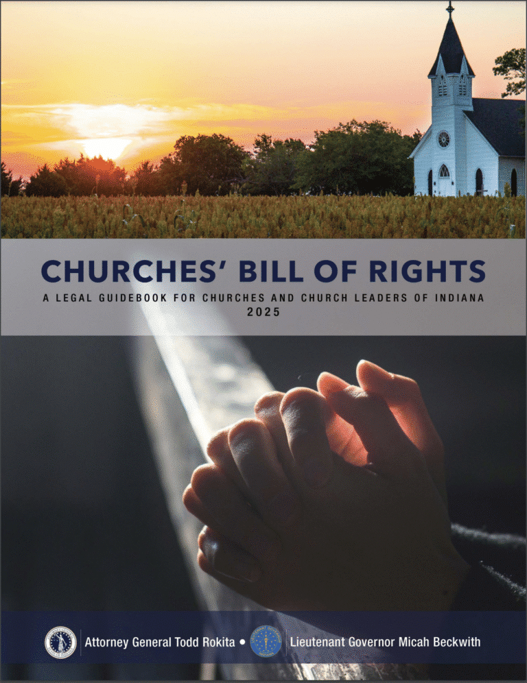 The legal guidebook put together by Indiana Lt. Gov. Micah Beckwith and Indiana Attorney General Todd Rokita has been criticized for its overt focus on the Christian faith. (Photo/screenshot)