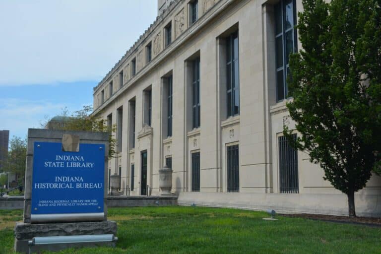 The Indiana Historical Bureau, housed within the Indiana State Library in downtown Indianapolis, saw five of its six staff members laid off this week amid statewide budget cuts. The bureau oversees the State Historical Marker Program and other public history initiatives. (Photo courtesy the Indiana State Library)