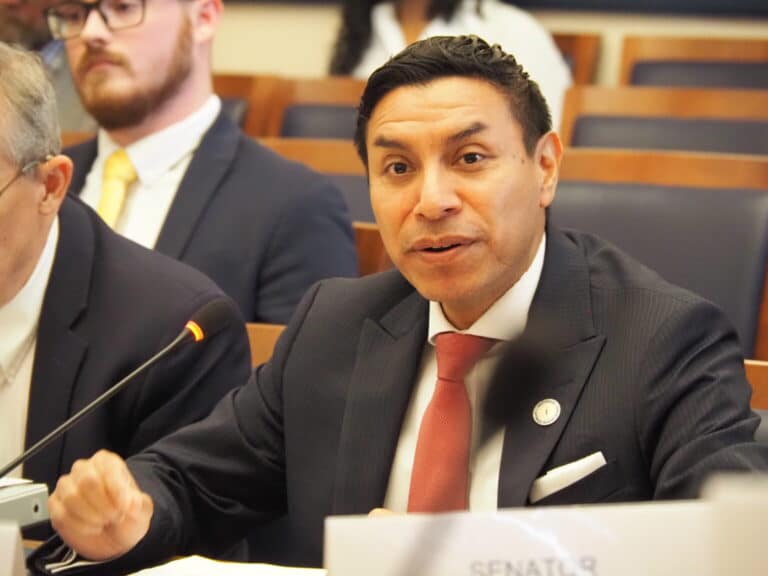 Indiana Secretary of State Diego Morales answers questions during a June 18, 2025 State Budget Committee meeting. (Photo/Madelyn Hanes of the Indiana Capital Chronicle)