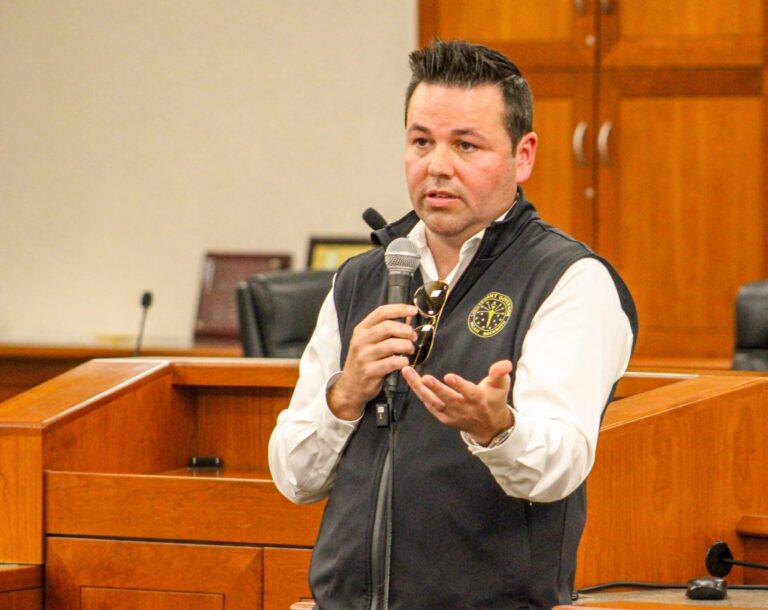 Indiana Lt. Gov. Micah Beckwith spoke with constituents during a town hall in Greenfield during the summer. (Photo/Sydney Byerly)