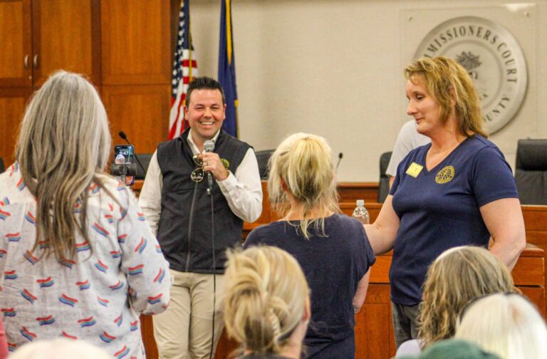 Lt. Gov. Micah Beckwith routinely opens the mic and lets Hoosiers ask questions and voice their concerns during his town halls as he did earlier in the summer in Greenfield. (Photo/Sydney Byerly)