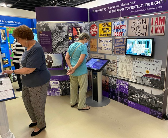 The “Voices and Votes” traveling exhibition from the Smithsonian’s Museum on Main Street program also visited Lapeer, Michigan, in 2021 (Photo/Courtesy of Center for the Arts of Greater Lapeer)