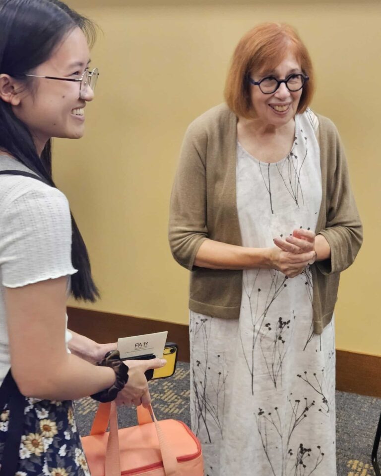 Linda Greenhouse, Pulitzer Prize winning journalist, chatted with students after she delivered the Constitution Day lecture at Purdue University on Wednesday. (Photo/Marilyn Odendahl)
