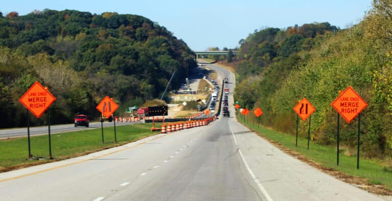 A highway is pictured under construction. (Photo/Courtesy Indiana Department of Transportation)