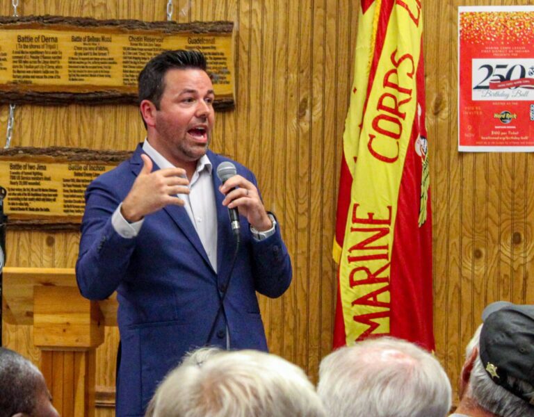 Indiana Lt. Gov. Micah Beckwith talked about immigration during his recent town hall in Merrillville. (Photo/Sydney Byerly)