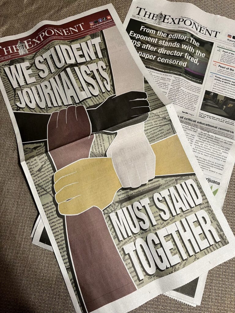 The Exponent published a “solidarity” issue to  to show its support of the Indiana Daily Student. (Photo/Dave Bangert of Based in Lafayette)