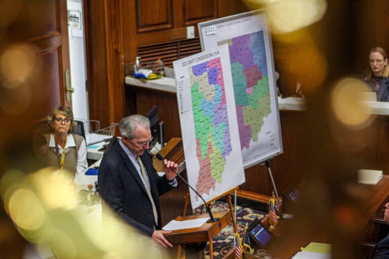 On the House floor Dec. 5, Rep. Matt Pierce, D-Bloomington, expressed outrage over mid-decade redistricting and said passing the redrawn congressional map “would be a sad day for this institution.” (Photo/Sydney Byerly)