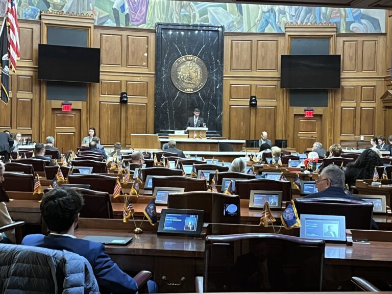 A tense, nearly six-hour meeting of the House Elections and Apportionment Committee took place in the House chamber Tuesday, resulting in a bill allowing early redistricting to move forward. (Photo/Sydney Byerly)