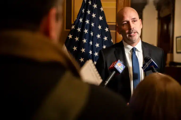 Marion County prosecutor Ryan Mears announced Jan. 27 he is running for reelection during a press conference on Jan. 27, 2026, at the Indiana Statehouse in Indianapolis.(Photo/Brett Phelps for Mirror Indy/CatchLight Local/Report for America)