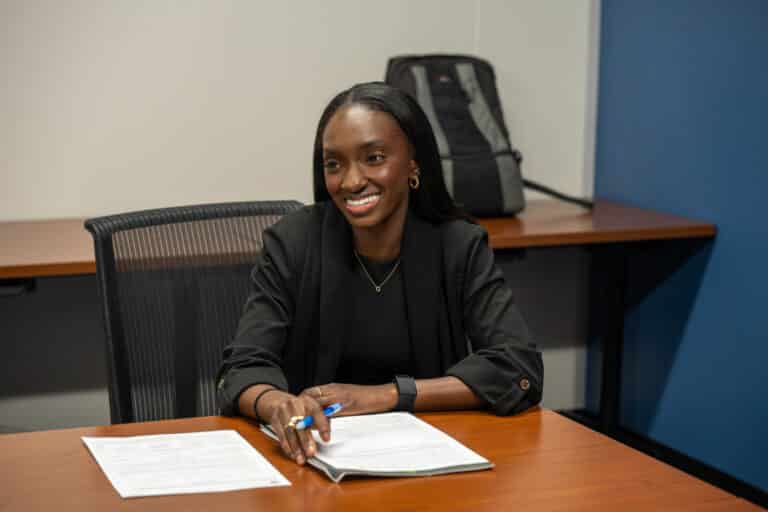 Coumba Kebe filed her declaration of candidacy on Jan. 7 as part of the Indiana Rural Summit coalition’s mass filing event. (Photo/Connor Burress of TheStatehouseFile.com)