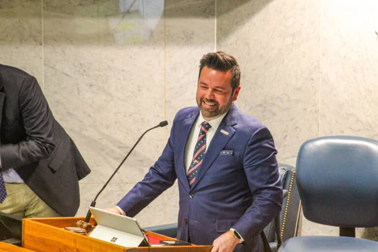 Lt. Gov. Micah Beckwith, a self-proclaimed Christian nationalist, will lead Gov. Mike Braun’s new faith-based initiative. (Photo/Sydney Byerly)