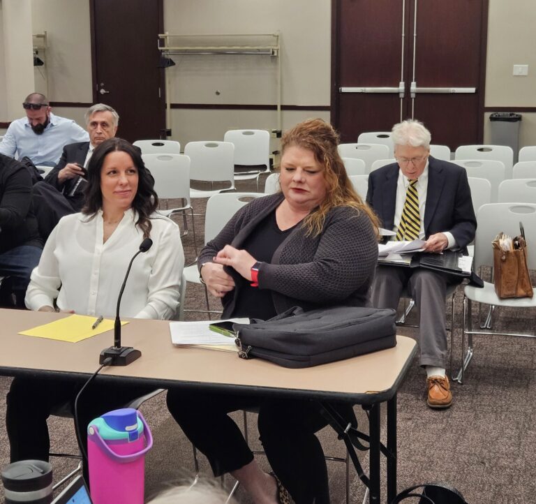 Alexandra Wilson (left), pictured with her attorney, Samantha DeWester, recorded phone calls from White House staffers, pressuring her to exit the race for state Senate District 38. (Photo/Marilyn Odendahl)
