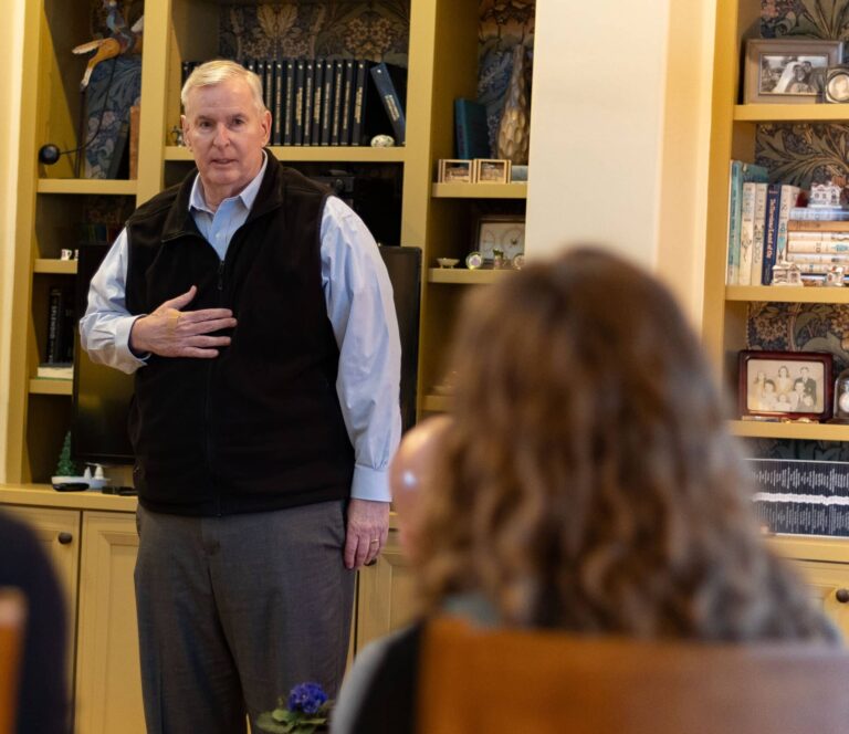 Greg Ballard, Lincoln Party candidate for secretary of state, met with voters in Huntington during a March campaign stop. (Photo/Courtesy of the Ballard campaign) 